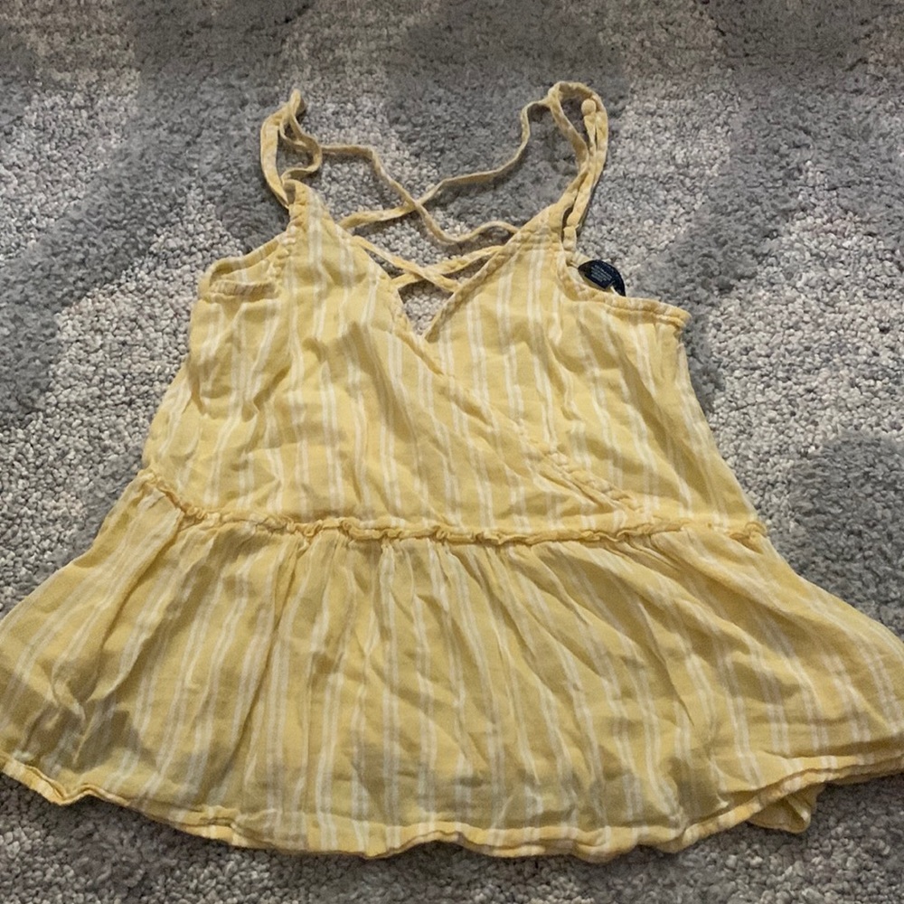 American Eagle | Striped Yellow Tank Top